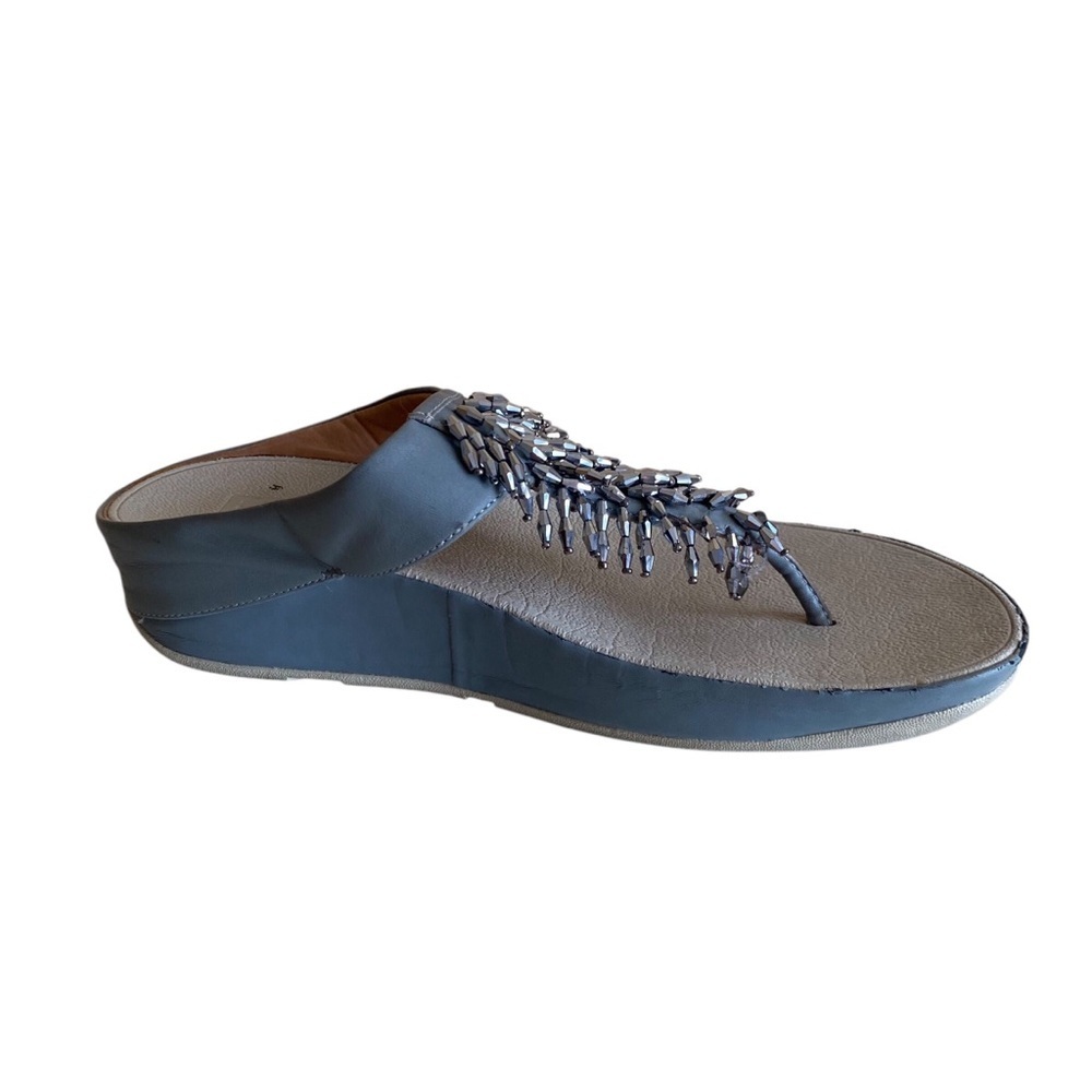FitFlop Sandal Woman 9 Grey‎ Rumba Women's Synthetic Leather Toe Thong FLAW